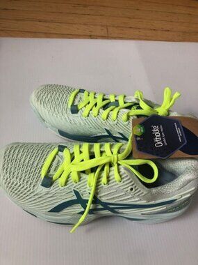 Asics ortholite shoes solution speed ff Light Grey/Neon yellow laces size 6.5 US